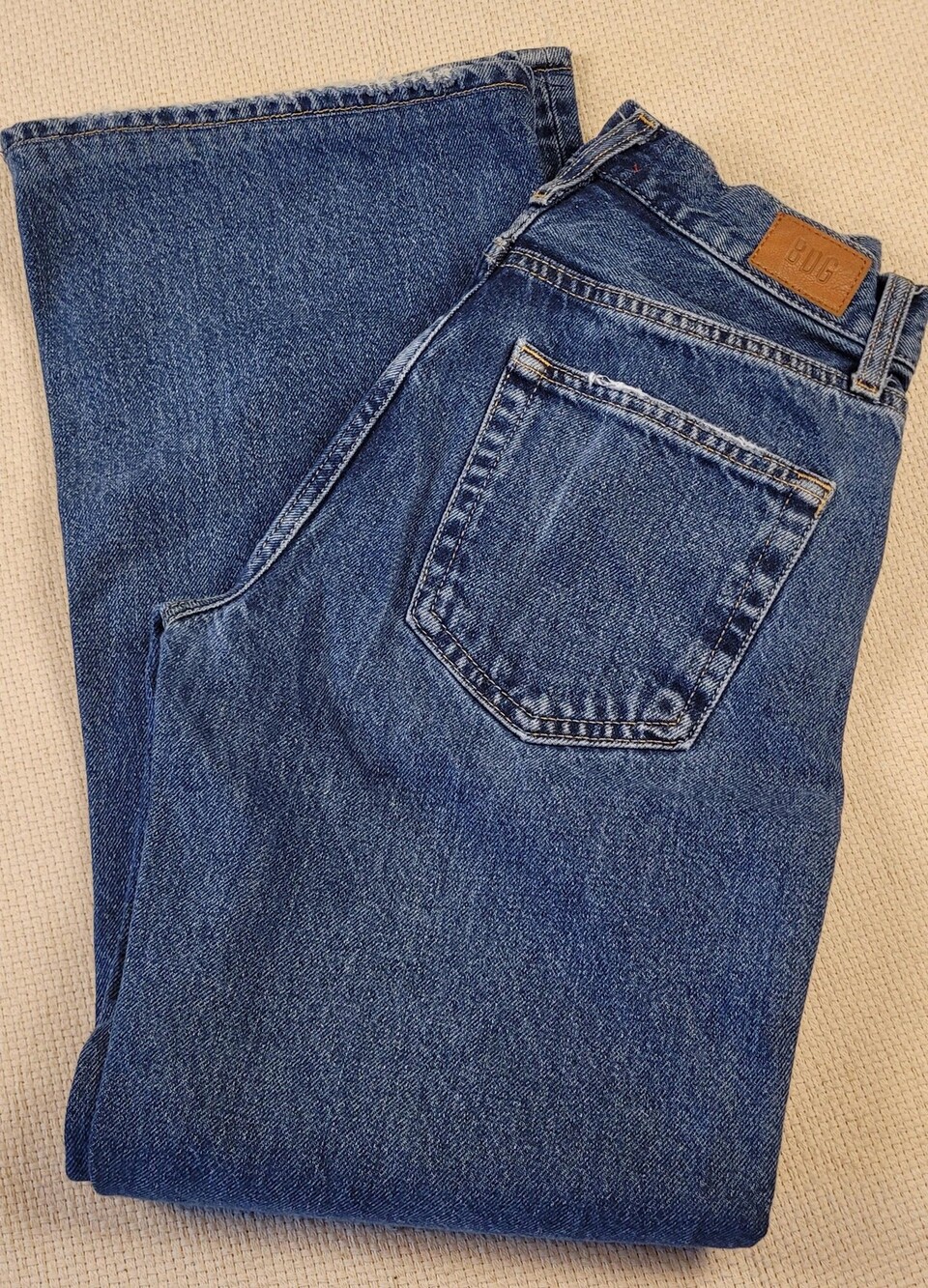 BDG Urban Outfitters Jeans Womens 25 Blue Bootcut High Rise Y2K Distressed Hem